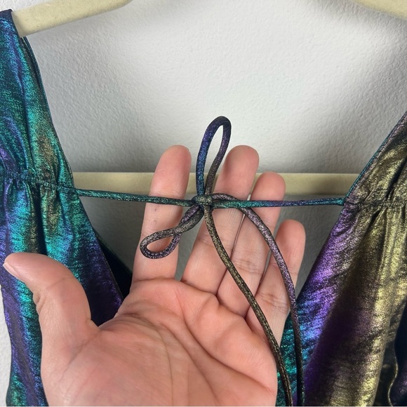 Betsey Johnson Liquid Rainbow Metallic Tiered High Low formal dress size: S - Picture 14 of 16